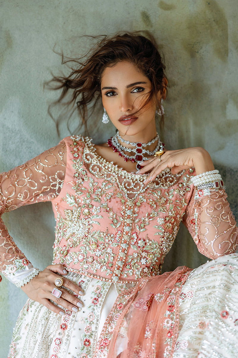 Mushq Stardust Embroidered Net Unstitched 3Pc Suit D-01 Galaxy Gown