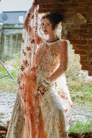 Mushq Stardust Embroidered Net Unstitched 3Pc Suit D-01 Galaxy Gown