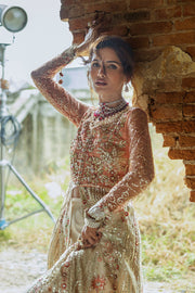 Mushq Stardust Embroidered Net Unstitched 3Pc Suit D-01 Galaxy Gown