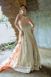 Mushq Stardust Embroidered Net Unstitched 3Pc Suit D-01 Galaxy Gown