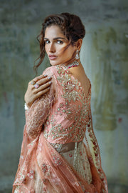 Mushq Stardust Embroidered Net Unstitched 3Pc Suit D-01 Galaxy Gown