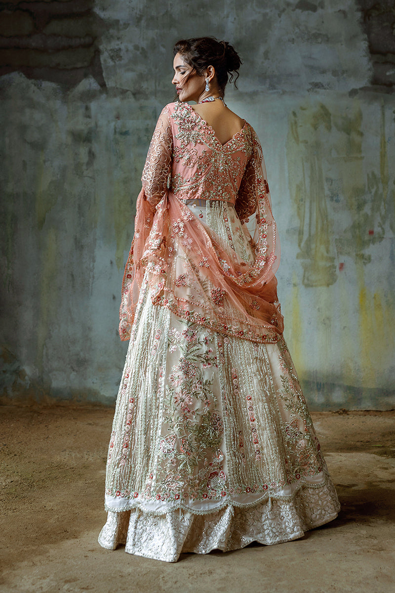 Mushq Stardust Embroidered Net Unstitched 3Pc Suit D-01 Galaxy Gown