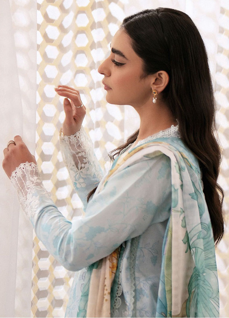 Seran Afsanah Embroidered Lawn Unstitched 3Pc Suit D-06 HAREEM
