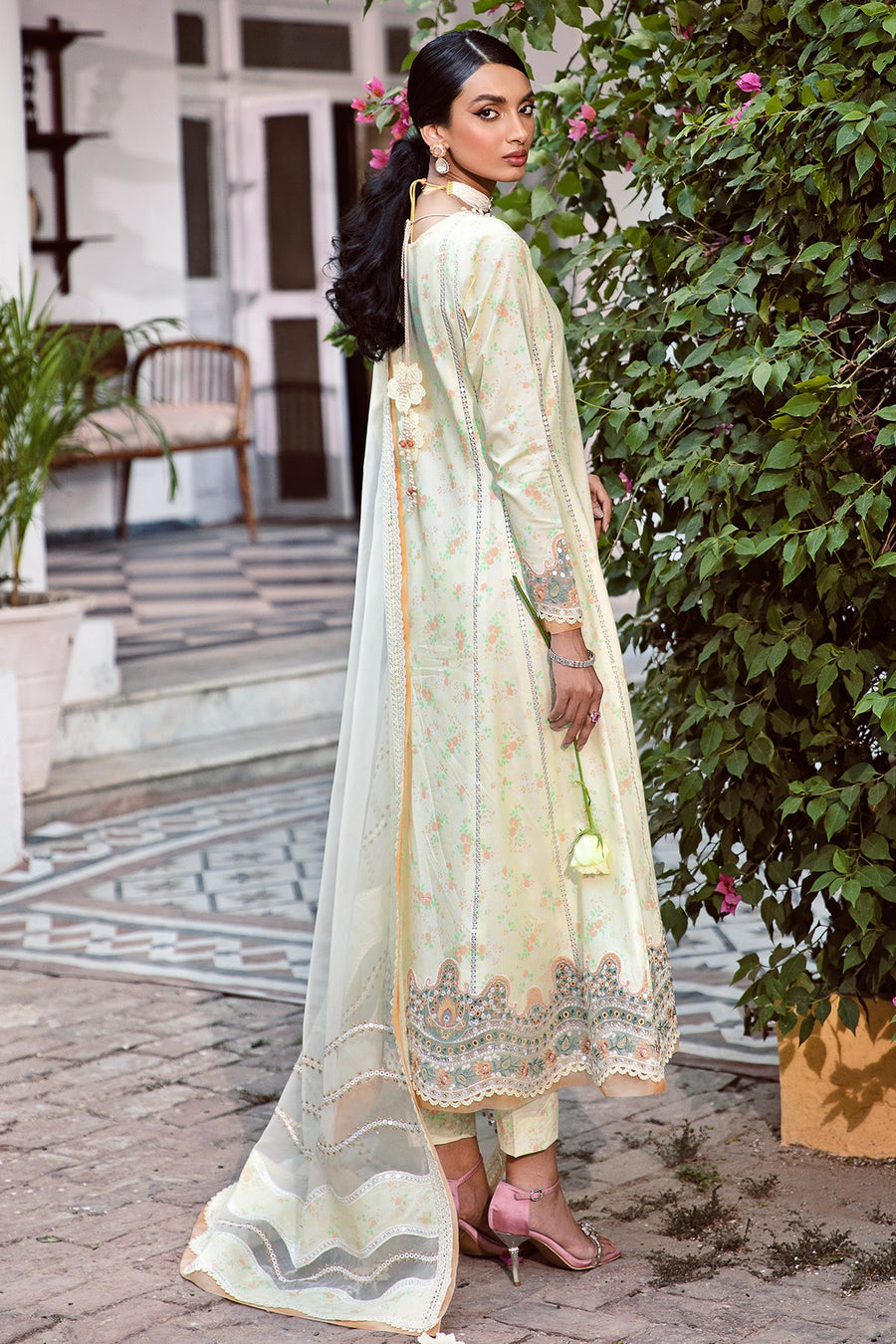 Iris by Jazmin Embroidered Eid Lawn Unstitched 3Pc Suit D-06 LIME PRIMEROSE