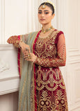 Hemline by Mushq Embroidered Net Unstitched 3Pc Suit D-06 Scarlet