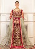 Hemline by Mushq Embroidered Net Unstitched 3Pc Suit D-06 Scarlet