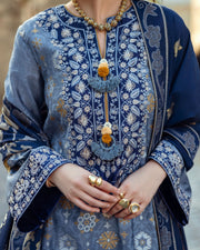 Mushq Broadway Embroidered Jacquard Viscose Unstitched 3Pc Suit - Tender Glance