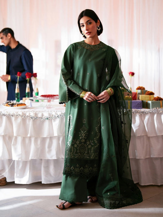 Seran Jahaan Unstitched Eid Edit Embroidered Lawn 3Pc Suit D-06 Romaan