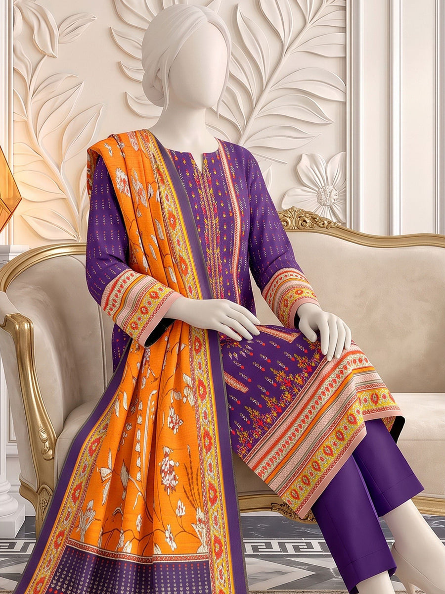 Ittehad X Bin Ameer Khaddar Essential Unstitched Printed 3Pc Suit D-06