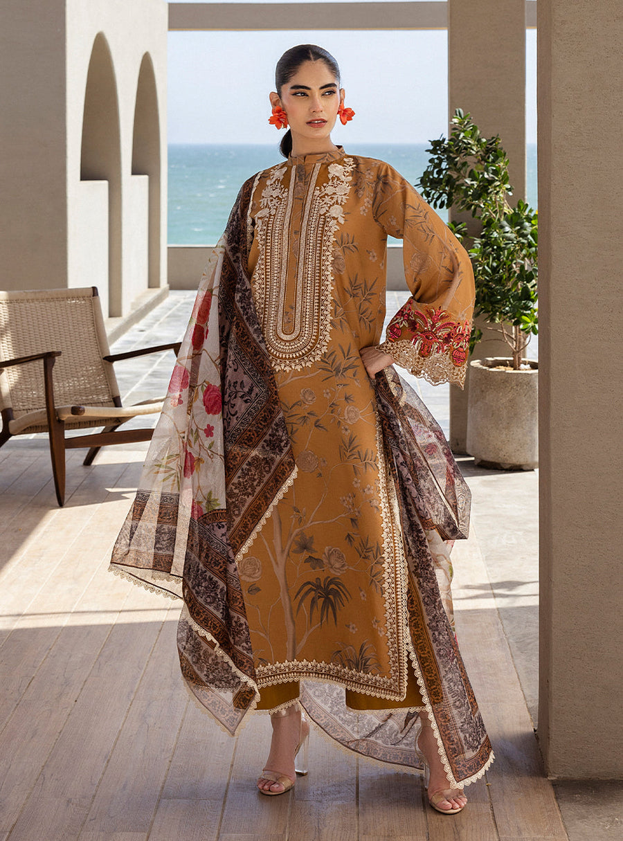 Zainab Chottani Tahra Embroidered Lawn Unstitched 3Pc Suit D-06 RAHMA