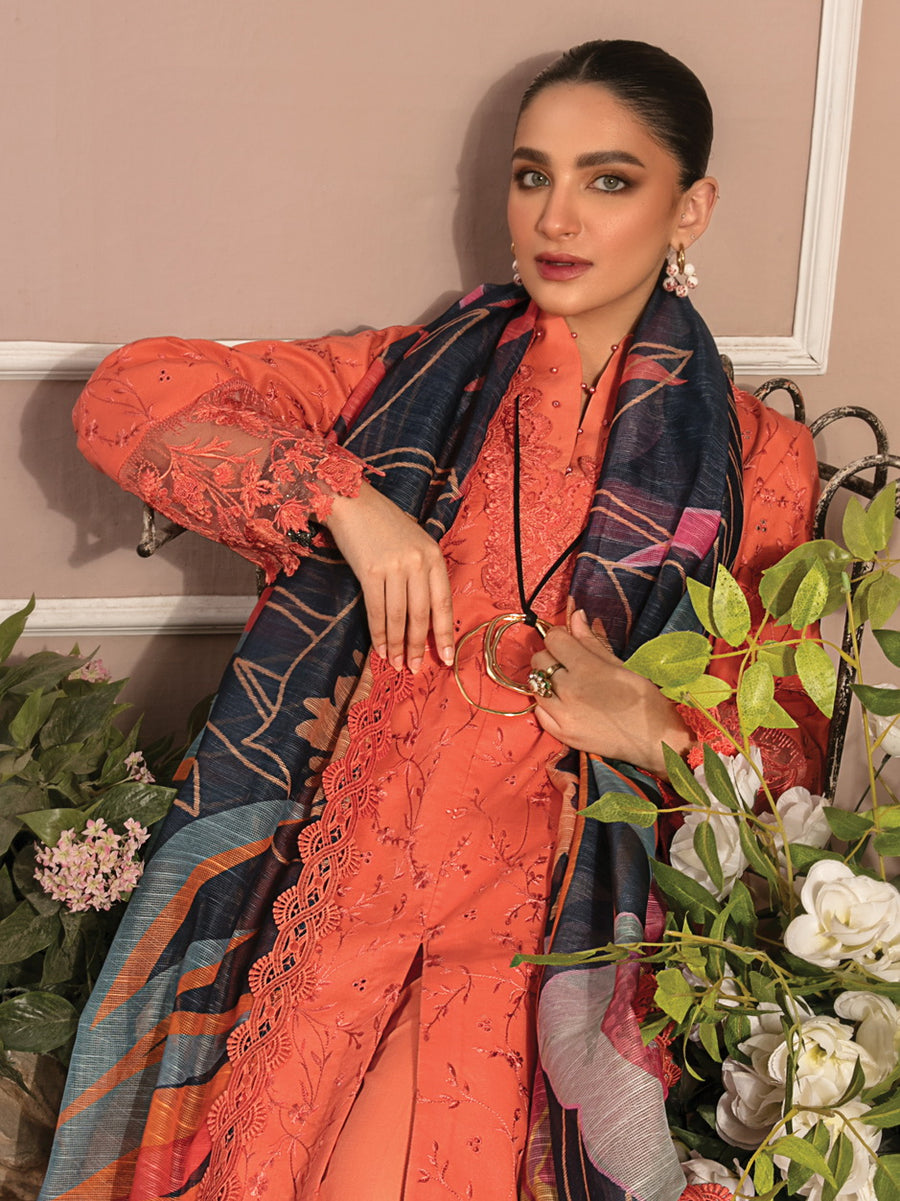 Rang Rasiya Florence Embroidered Lawn Unstitched 3Pc Suit D-06 GIA