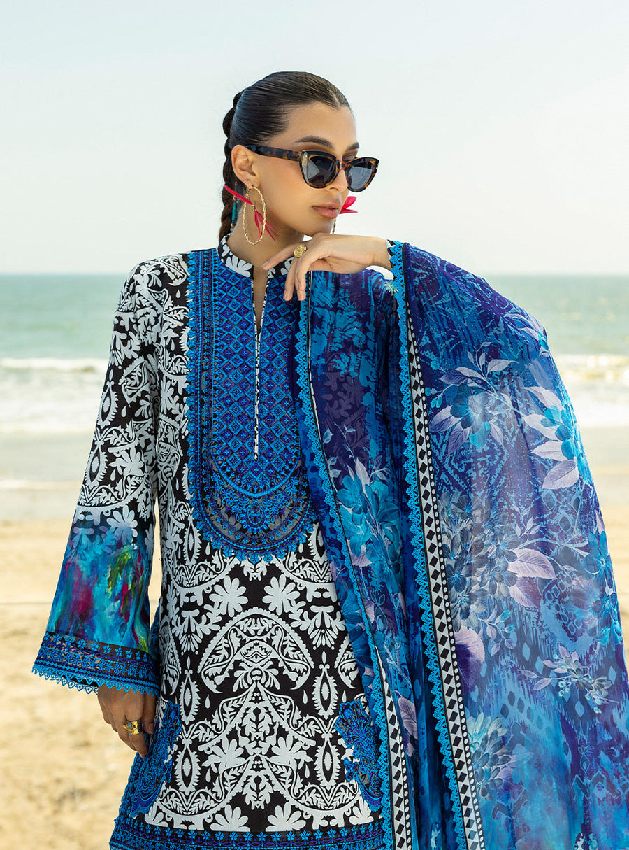 Zainab Chottani Tahra Embroidered Lawn Unstitched 3Pc Suit D-07 BELLA