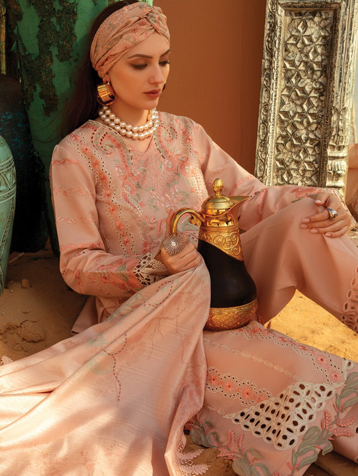 Rang Rasiya Premium Embroidered Lawn Unstitched 3Pc Suit D-07 MINAAL
