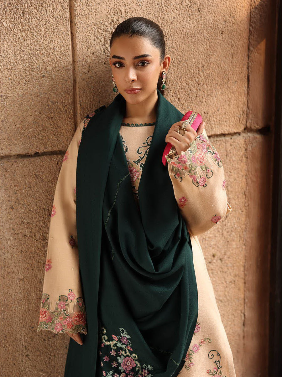 RajBari Premium Embroidered Peach Unstitched 3Pc Suit D-07