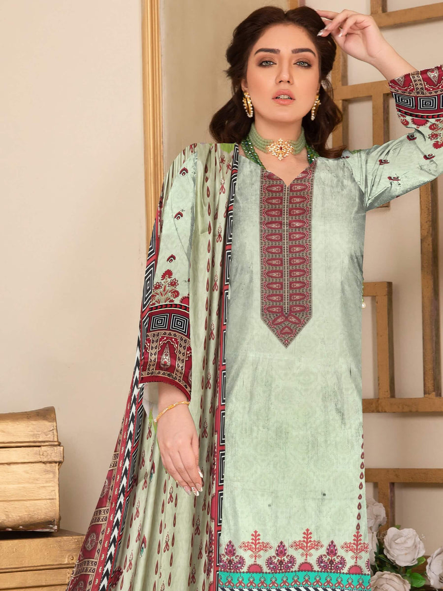 Rashk e Qamar Digital Printed Linen Unstitched 3Pc Suit D-07
