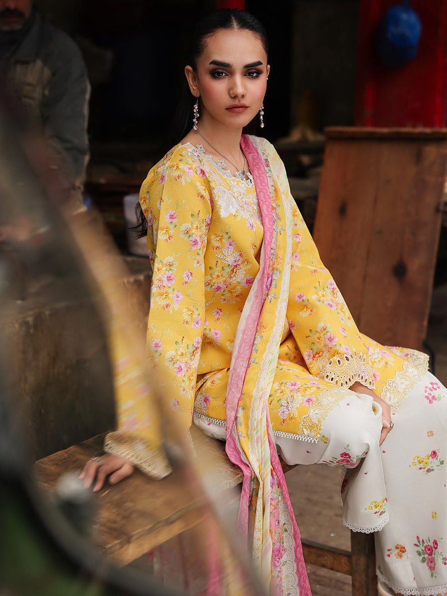 RajBari Nissa Floral Symphony Embroidered Lawn Unstitched 3Pc Suit D-07