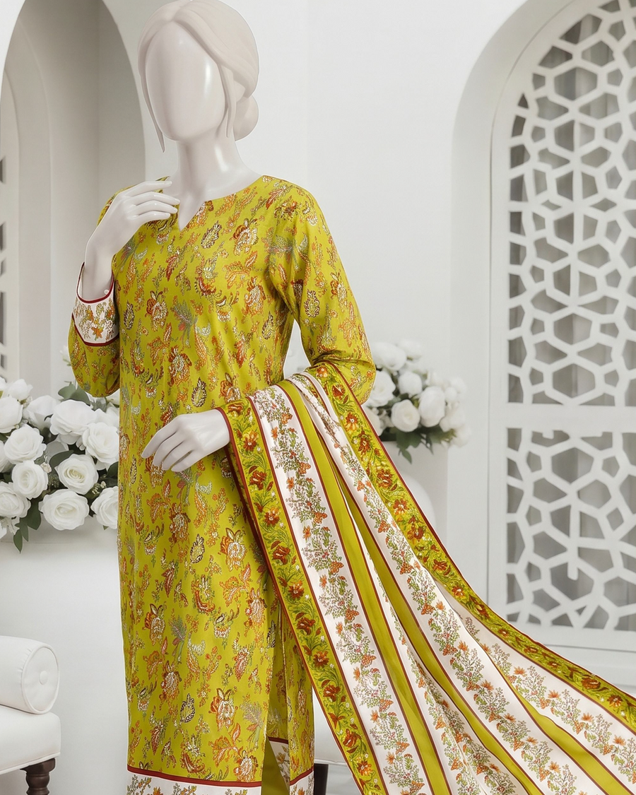 Ittehad Essential Vol-03 Unstitched Printed Lawn 3Pc Suit D-07