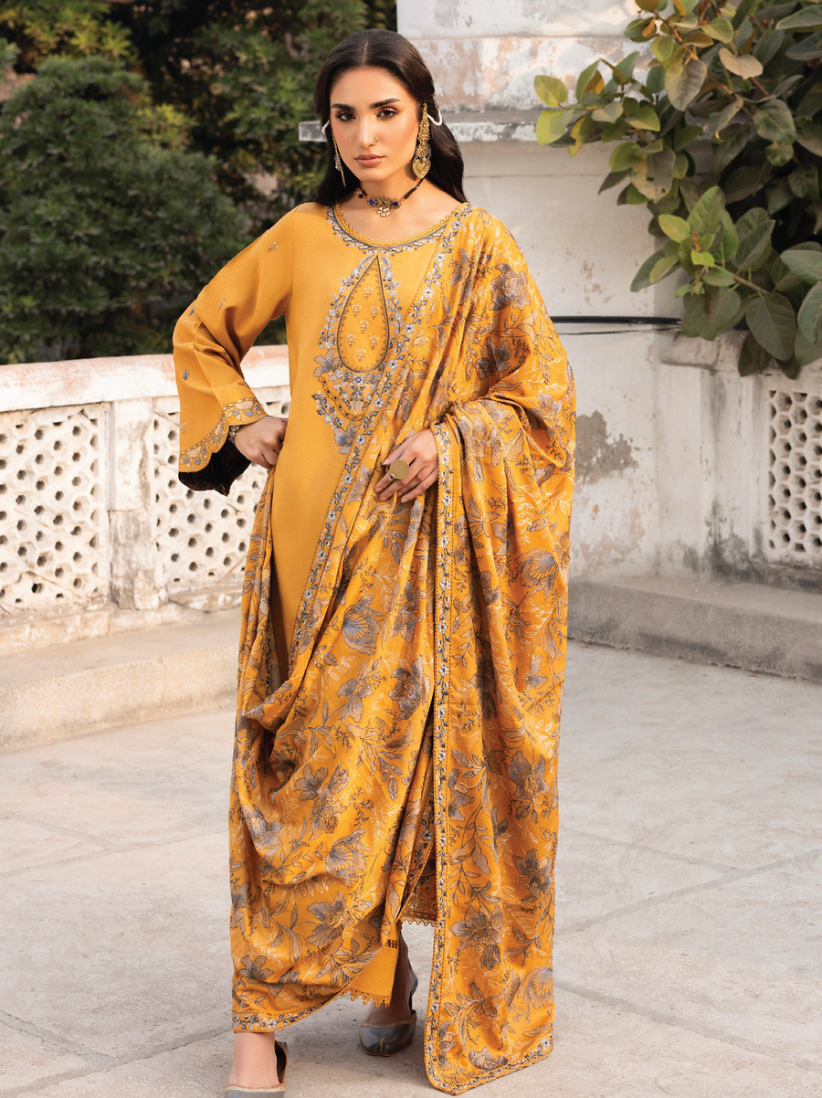 CELTS Mehr Premium Embroidered Karandi Unstitched 3Pc Suit D-07