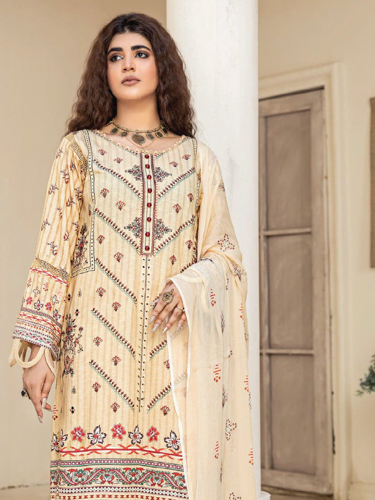 Puri Fabrics Dosti Staple Embroidered Karandi Unstitched 3Pc Suit D-07