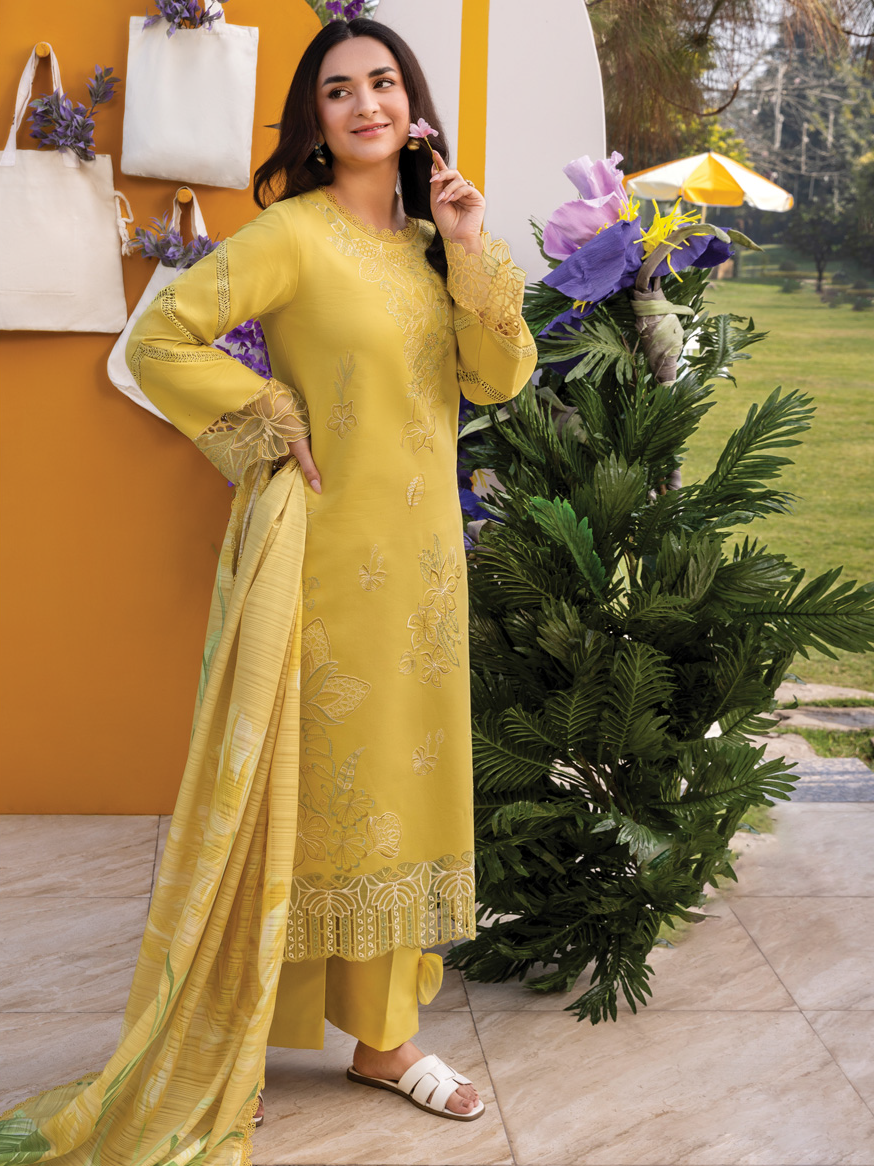 Rang Rasiya Florence Embroidered Lawn Unstitched 3Pc Suit D-07 MEHARMAH