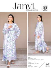 Janvi by Sanam Saeed Embroidered Lawn Unstitched 3Pc Suit D-07
