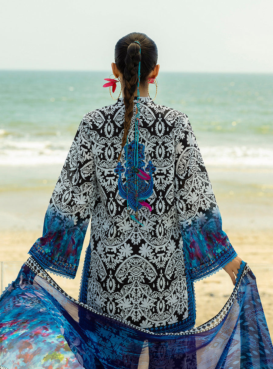 Zainab Chottani Tahra Embroidered Lawn Unstitched 3Pc Suit D-07 BELLA