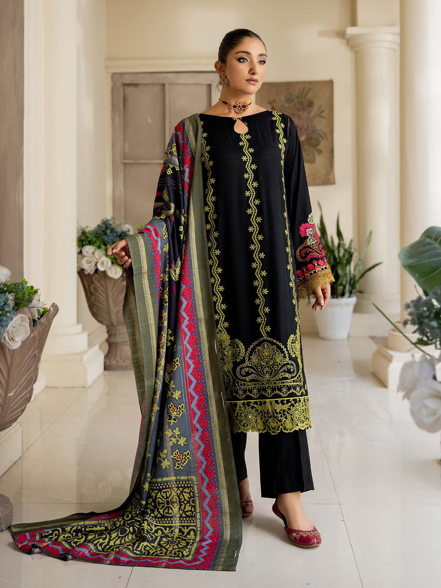Waresha Kumash Luxury Embroidered Staple Unstitched 3Pc Suit D-07