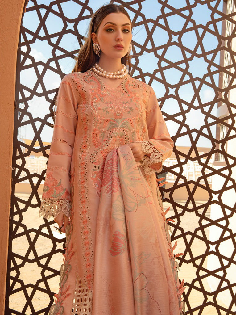 Rang Rasiya Premium Embroidered Lawn Unstitched 3Pc Suit D-07 MINAAL