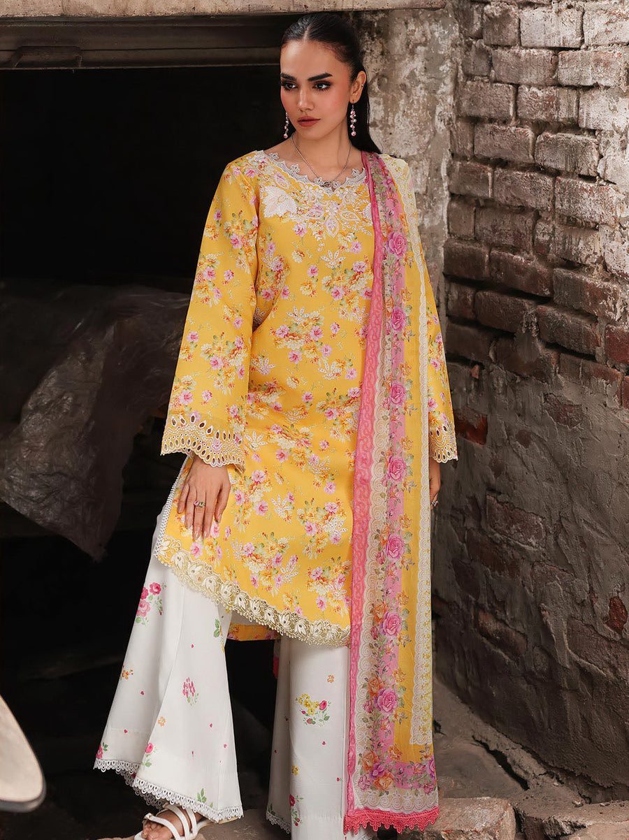 RajBari Nissa Floral Symphony Embroidered Lawn Unstitched 3Pc Suit D-07