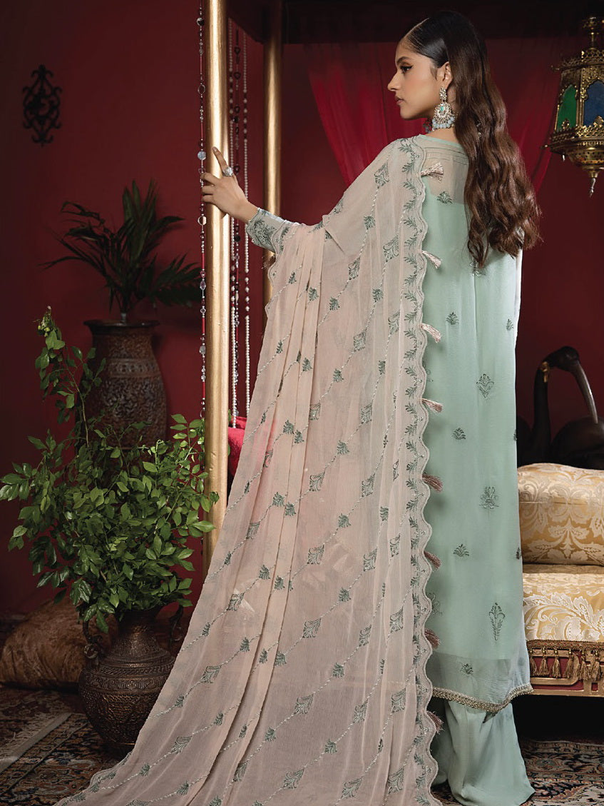 Heer by Humdum Embroidered Chiffon Unstitched 3PC Suit HR-07
