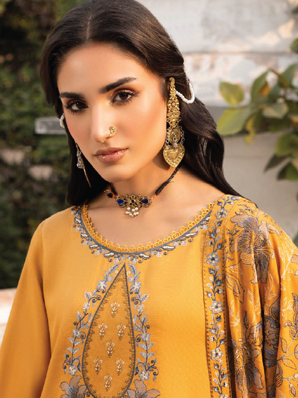 CELTS Mehr Premium Embroidered Karandi Unstitched 3Pc Suit D-07