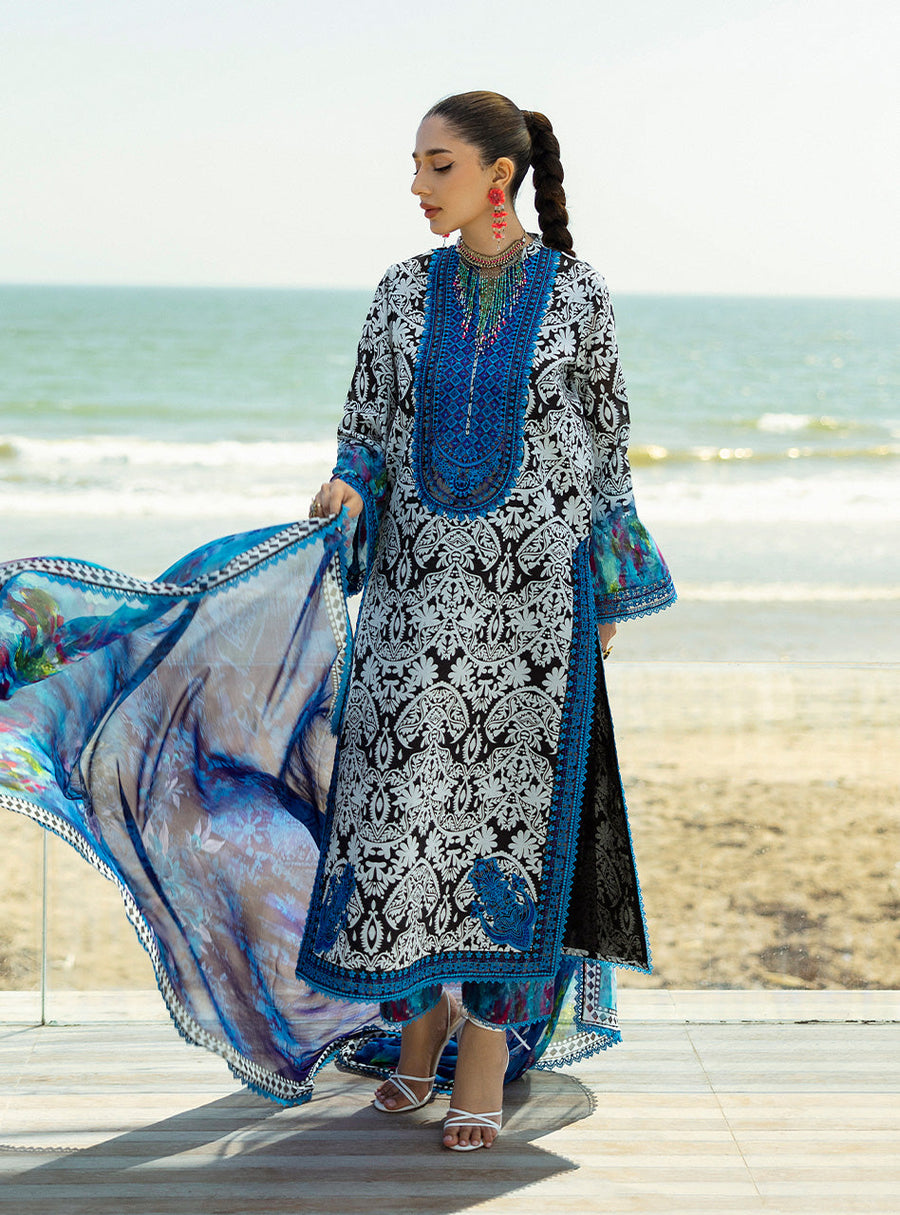 Zainab Chottani Tahra Embroidered Lawn Unstitched 3Pc Suit D-07 BELLA