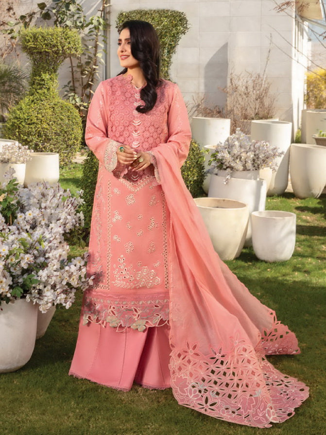 Rang Rasiya Premium Embroidered Lawn Unstitched 3Pc Suit D-07 PARISA