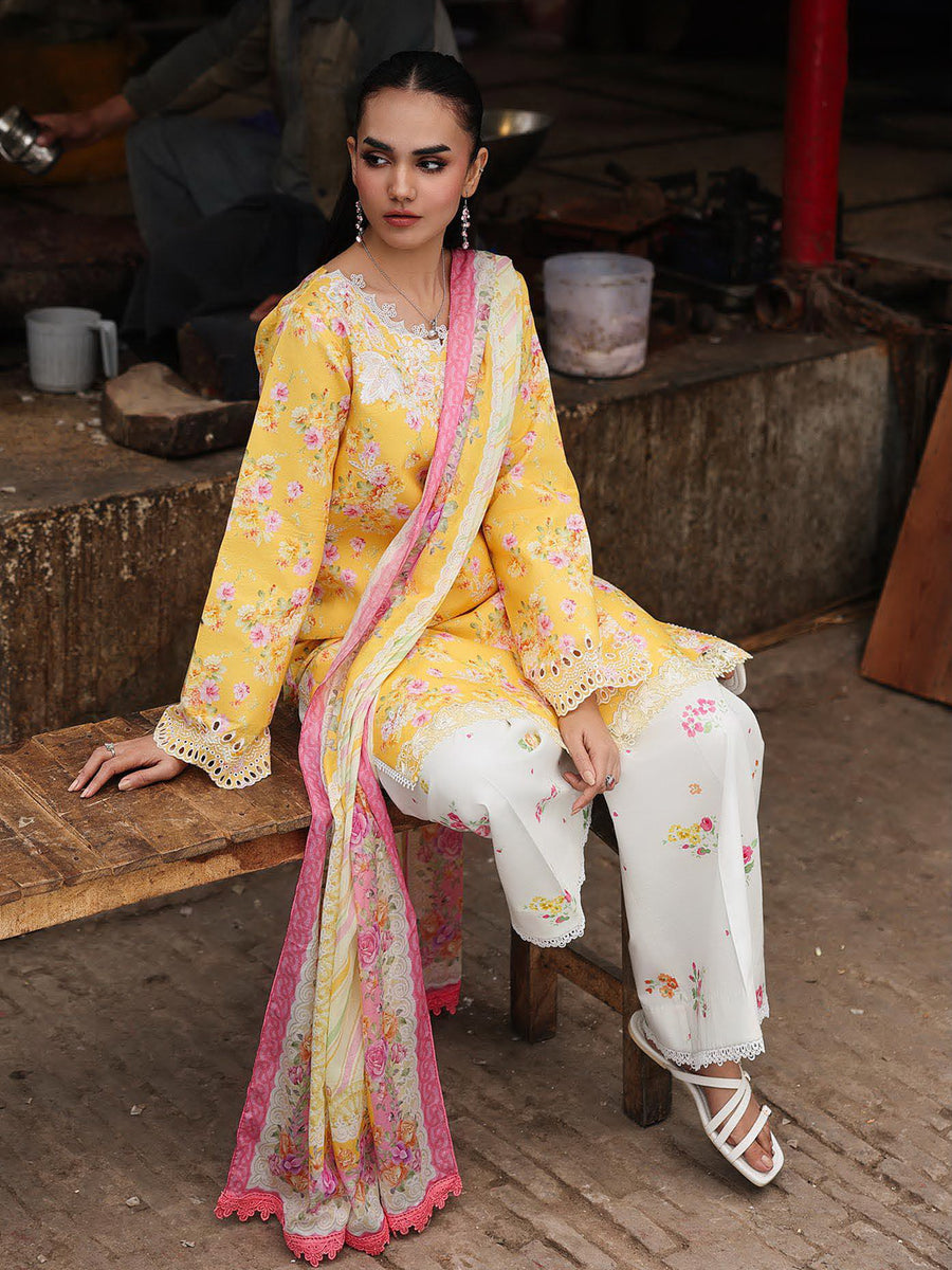 RajBari Nissa Floral Symphony Embroidered Lawn Unstitched 3Pc Suit D-07