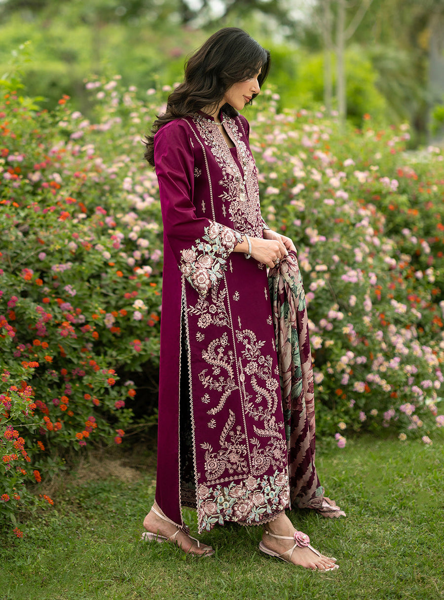 Zainab Chottani Luxe Lawn Unstitched Embroidered 3Pc Suit D-07 Soma