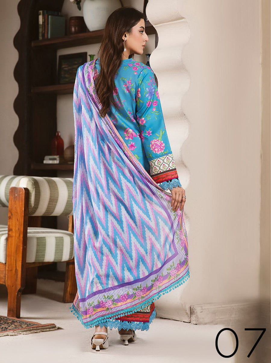 Raha by RajBari Summer Prints Exclusive Lawn Unstitched 3Pc Suit D-07