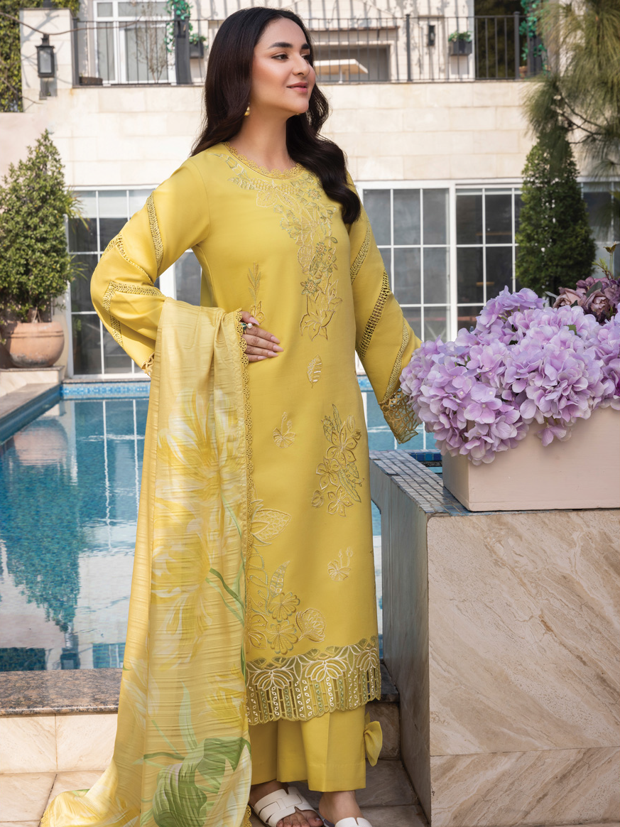 Rang Rasiya Florence Embroidered Lawn Unstitched 3Pc Suit D-07 MEHARMAH