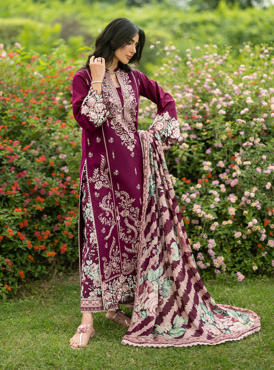Zainab Chottani Luxe Lawn Unstitched Embroidered 3Pc Suit D-07 Soma