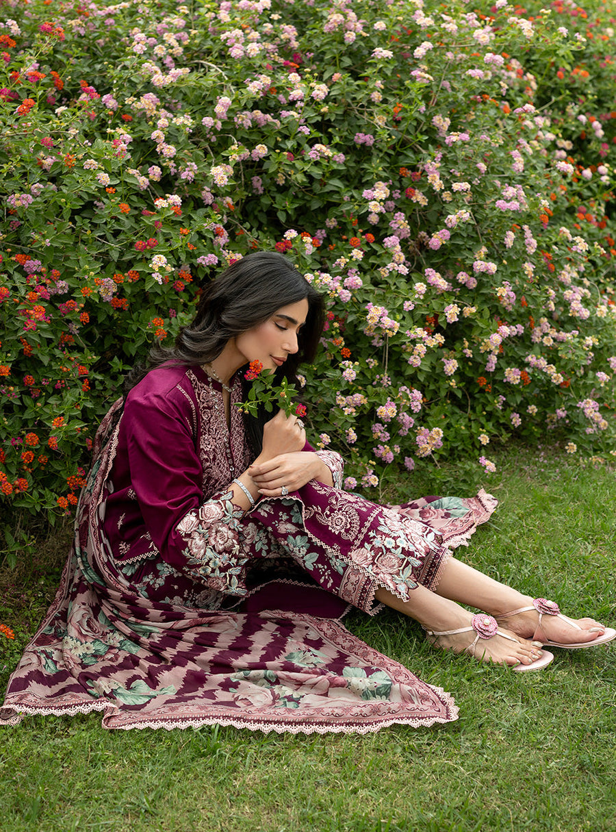 Zainab Chottani Luxe Lawn Unstitched Embroidered 3Pc Suit D-07 Soma