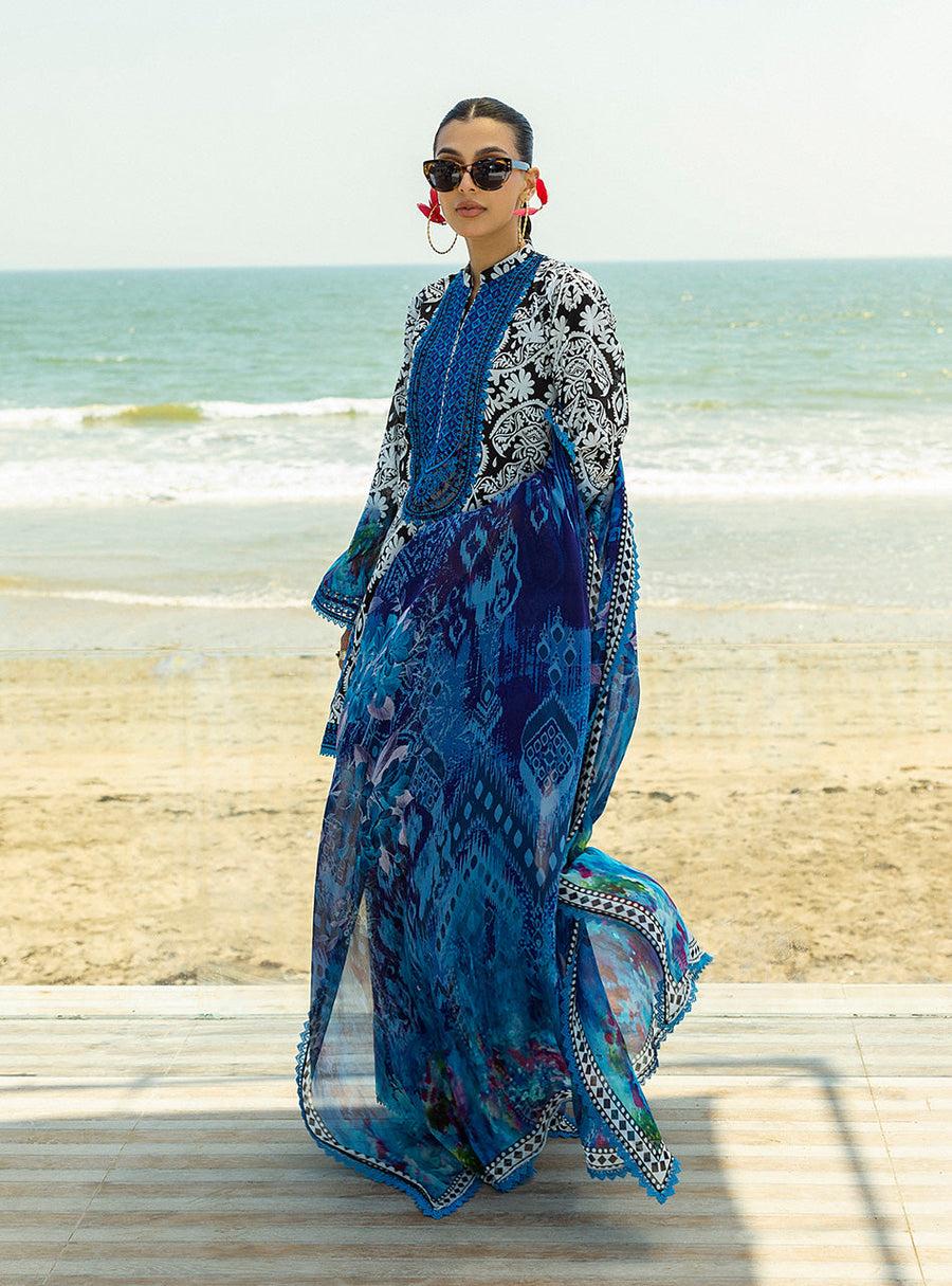 Zainab Chottani Tahra Embroidered Lawn Unstitched 3Pc Suit D-07 BELLA