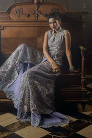 Mushq Stardust Embroidered Net Unstitched 3Pc Suit D-05 Celestial Glam