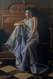 Mushq Stardust Embroidered Net Unstitched 3Pc Suit D-05 Celestial Glam