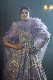 Mushq Stardust Embroidered Net Unstitched 3Pc Suit D-05 Celestial Glam