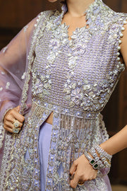Mushq Stardust Embroidered Net Unstitched 3Pc Suit D-05 Celestial Glam