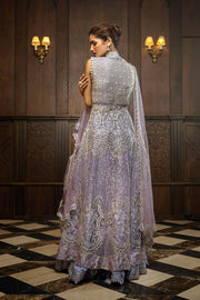 Mushq Stardust Embroidered Net Unstitched 3Pc Suit D-05 Celestial Glam