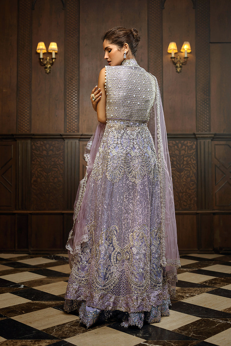 Mushq Stardust Embroidered Net Unstitched 3Pc Suit D-05 Celestial Glam