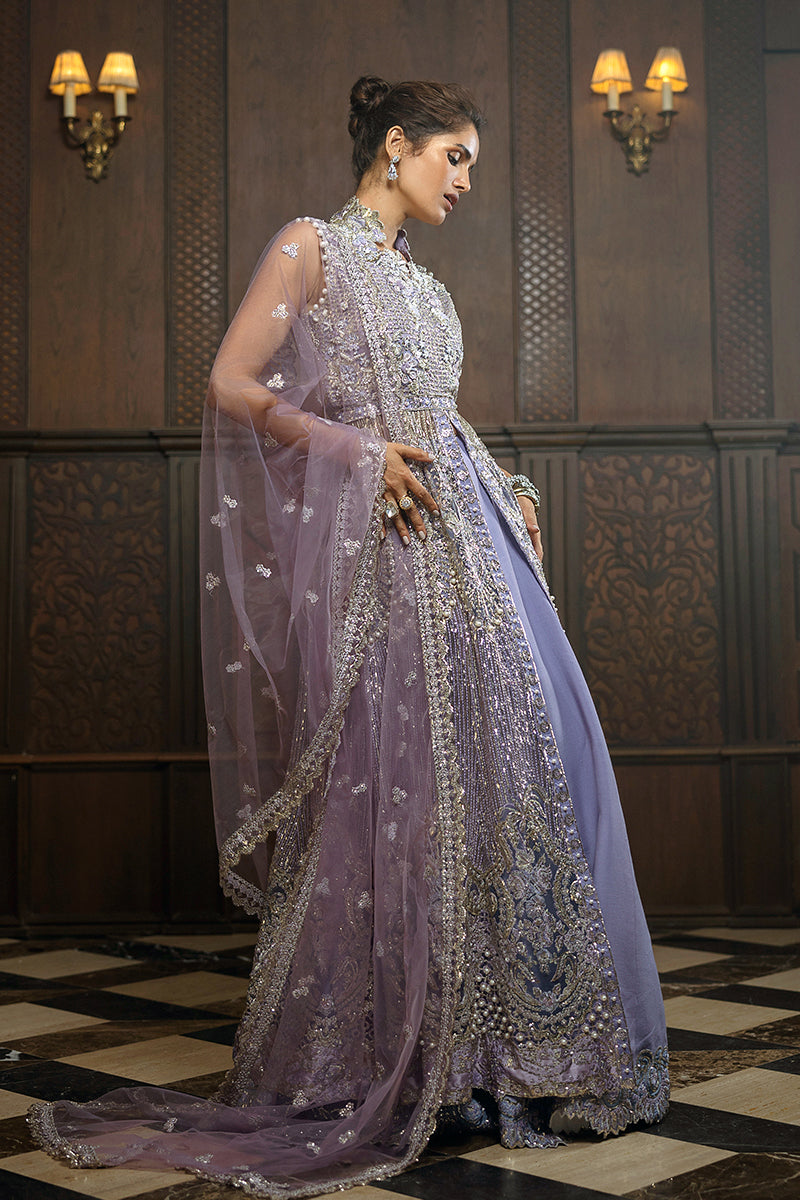 Mushq Stardust Embroidered Net Unstitched 3Pc Suit D-05 Celestial Glam