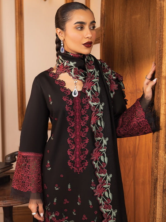 Rang Rasiya Carnation Embroidered Khaddar Unstitched 3Pc Suit D-07