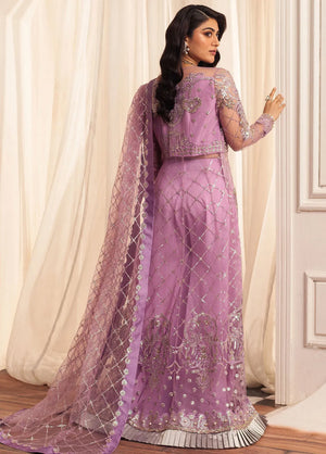 Hemline by Mushq Embroidered Net Unstitched 3Pc Suit D-07 Heather