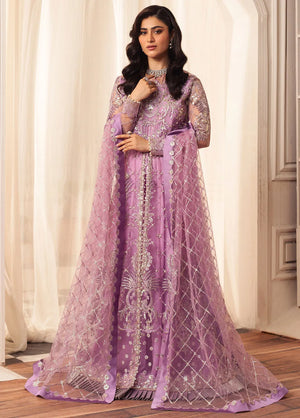 Hemline by Mushq Embroidered Net Unstitched 3Pc Suit D-07 Heather